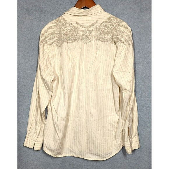 Vtg Lucky Brand Shirt Men L Embroidered Back Long Sleeve Hipster Cool Guy Hippy - Picture 3 of 12